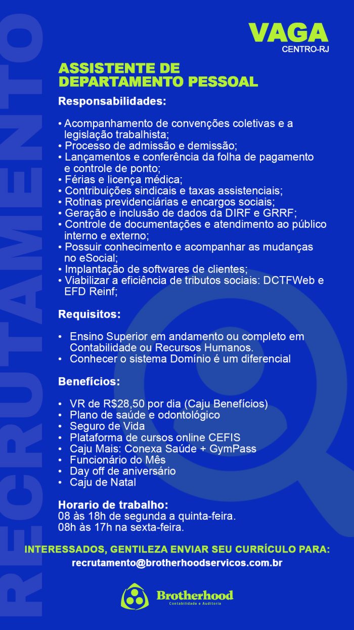 Assistente de Departamento Pessoal